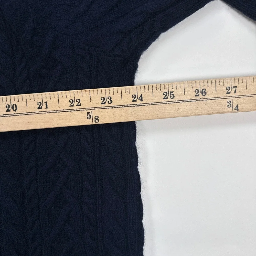 Peter Millar Mens Sweater L Blue Wool Yak Cashmere Crescent Ridge Cable 1/4 Zip